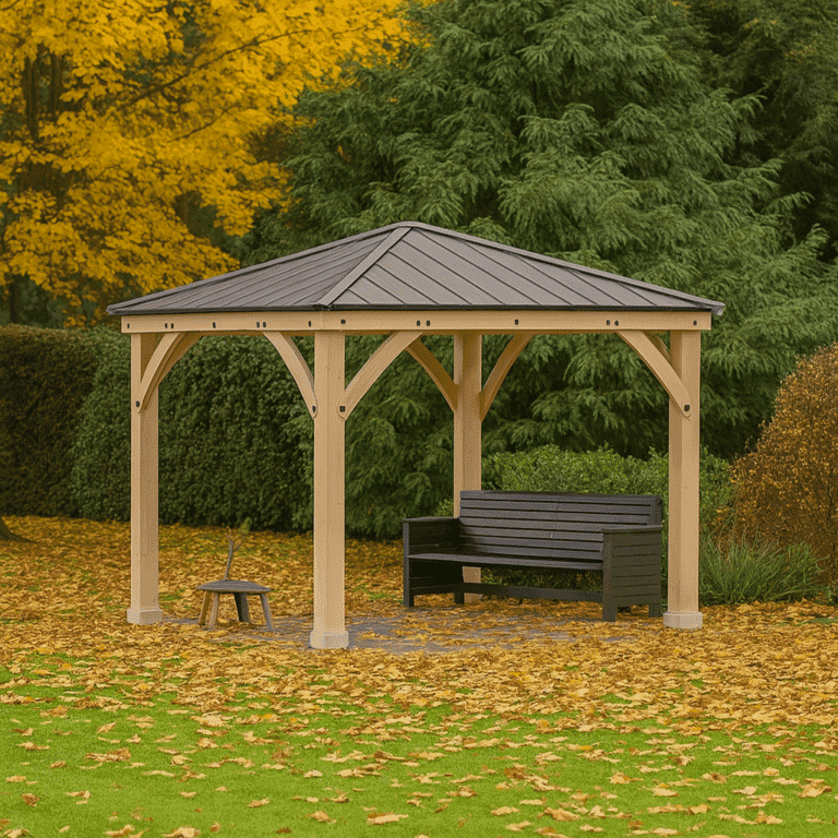 Yardistry Wooden Gazebo 10ft x 10ft (3m x 3m), Meridian Series 3m x 3m Wooden Gazebo yardistrydirect.co.uk 1