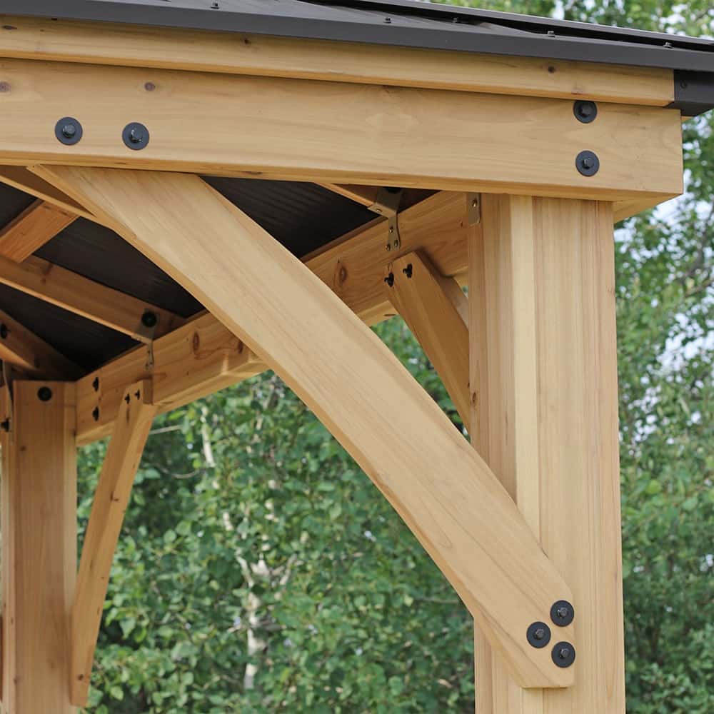 Yardistry Wooden Gazebo 12ft x 16ft (3.7m x 4.9m) with Mesh Curtains 3.7m x 4.9m Wooden Gazebo yardistrydirect.co.uk 3