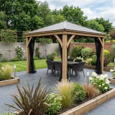 Mesh Curtains for Meridian Gazebo 12ft x 12ft (3.66 x 3.66m) 3.7m x 3.7m Wooden Gazebo yardistrydirect.co.uk 1