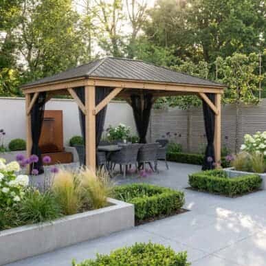 Mesh Curtains for Meridian Gazebo 12ft x 16ft 3.7m x 4.9m Wooden Gazebo yardistrydirect.co.uk 1