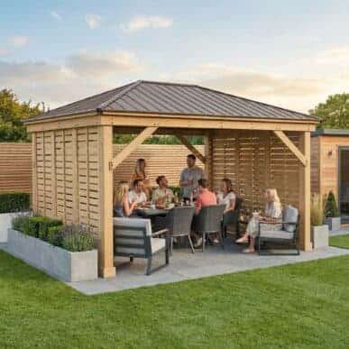 Yardistry Wooden Gazebo 12ft x 16ft (3.7m x 4.9m) with Double Privacy Wall 3.7m x 4.9m Wooden Gazebo yardistrydirect.co.uk 1