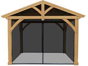 Wooden Pavilion 11ft x 13ft (4m x 3.4m) with Mosquito Mesh Curtains 4m x 3.3m Wooden Gazebo yardistrydirect.co.uk 3