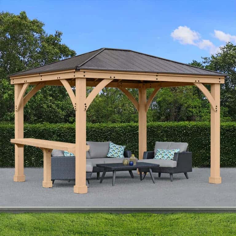 10ft (3m) Meridian Gazebo Wooden Bar Shelf 100% Cedar Wooden Shelf yardistrydirect.co.uk 5
