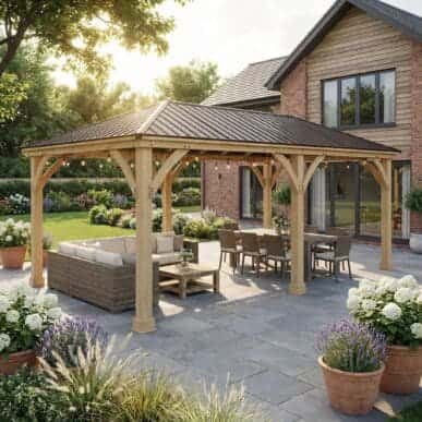 Yardistry Wooden Gazebo 12ft x 24ft (3.7m x 7.4m), Meridian Series 3.7m x 7.4m Wooden Gazebo yardistrydirect.co.uk 1