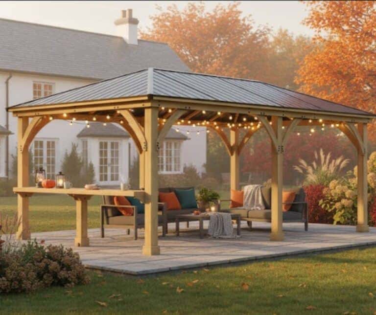 Yardistry Wooden Gazebo 12ft x 24ft (3.7m x 7.4m) with Wooden Shelf 100% Cedar Wooden Shelf yardistrydirect.co.uk 1