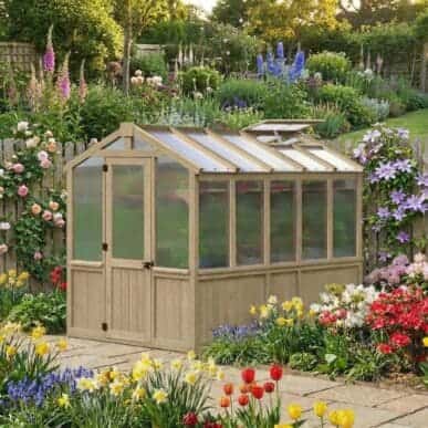 Yardistry Wooden Greenhouse 6.7ft x 9.7ft (2.04m x 2.9m), Meridian Series Greenhouse at Home yardistrydirect.co.uk 1