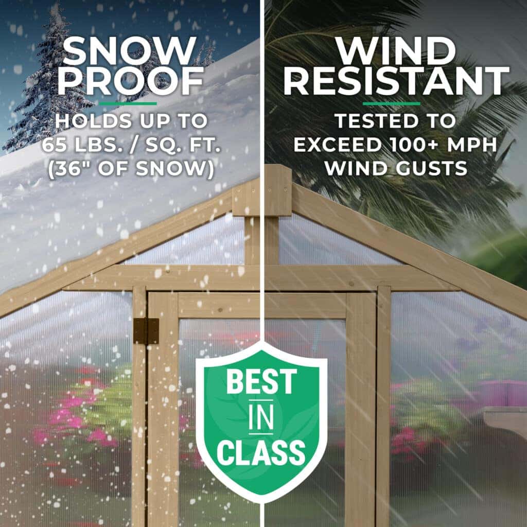 Yardistry Wooden Greenhouse 6.7ft x 9.7ft (2.04m x 2.9m), Meridian Series Greenhouse at Home yardistrydirect.co.uk 11