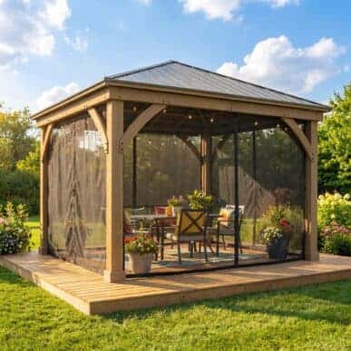Mosquito Mesh Kit for Costco 12ft x 10ft Mocha Gazebo 100% premium Cedar (Cunninghamia Lanceolata) yardistrydirect.co.uk 1